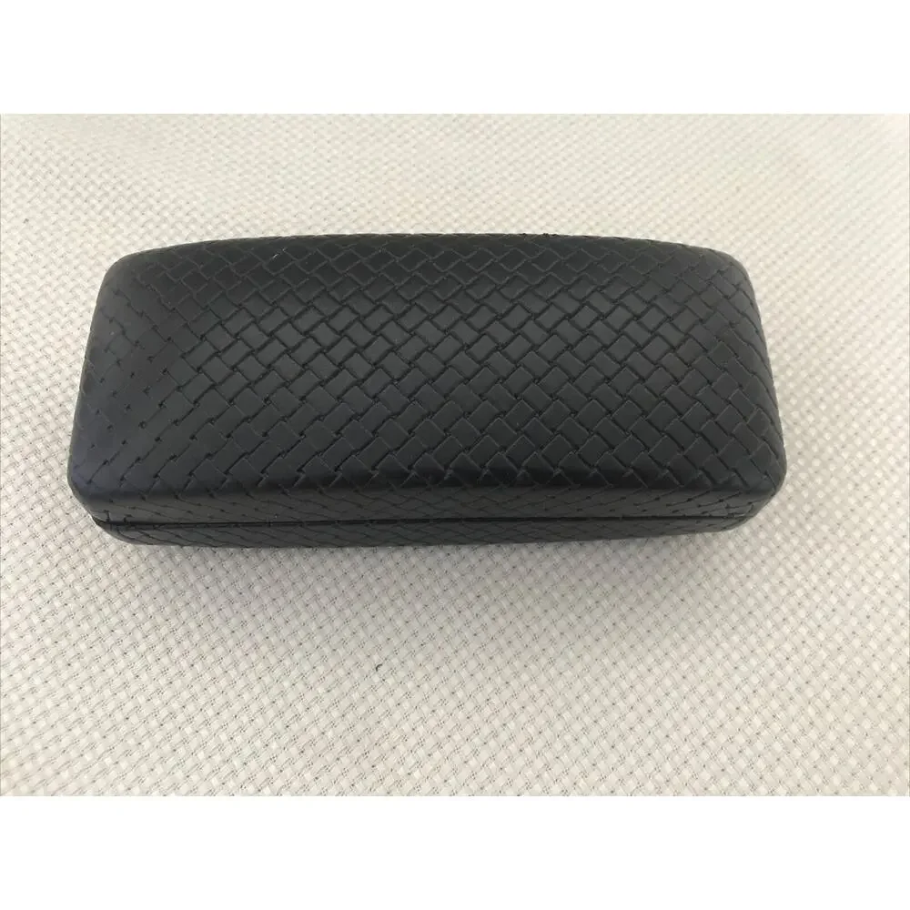Cole Haan Brown Herringbone Leatherette -Orange Felt Interior Hard Eyeglass Case